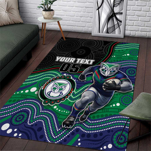 Custom Warriors Area Rug Tiki Mascot With Aboriginal Indigenous