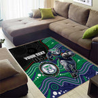 Custom Warriors Area Rug Tiki Mascot With Aboriginal Indigenous