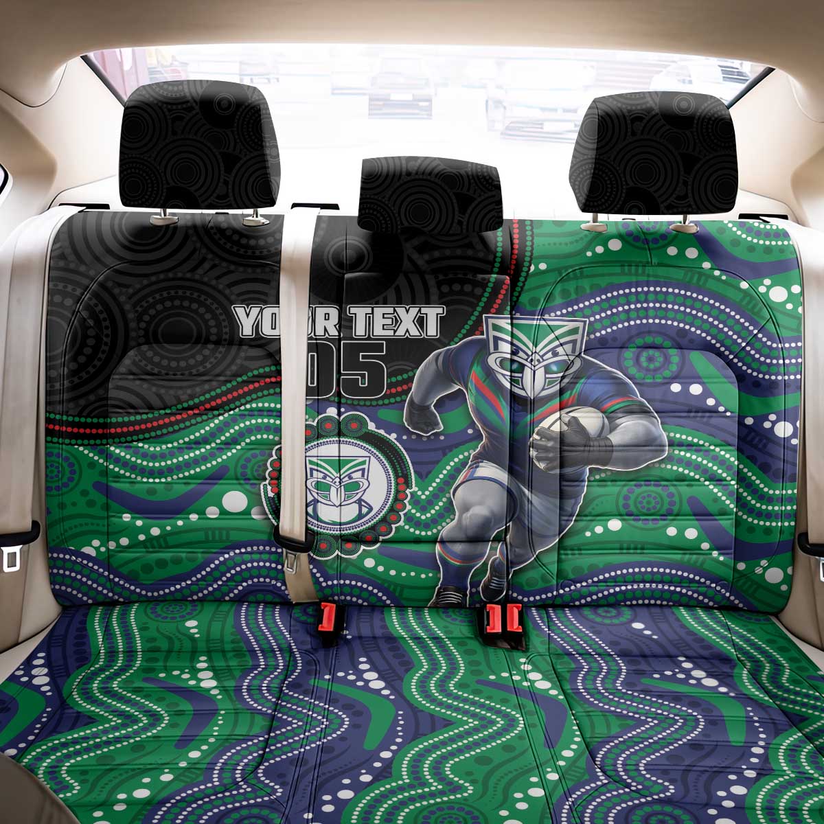 Custom Warriors Back Car Seat Cover Tiki Mascot With Aboriginal Indigenous