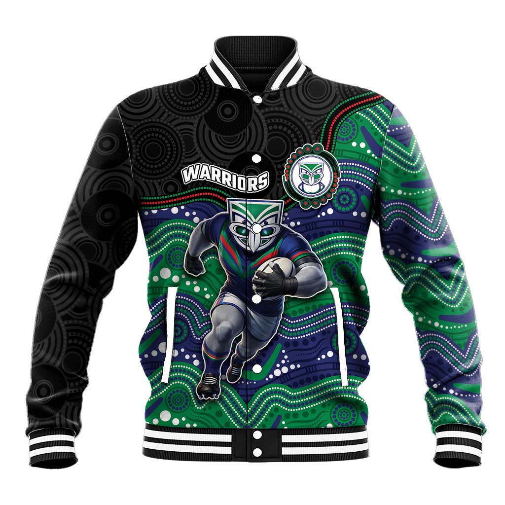 Custom Warriors Baseball Jacket Tiki Mascot With Aboriginal Indigenous