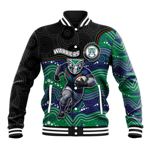 Custom Warriors Baseball Jacket Tiki Mascot With Aboriginal Indigenous
