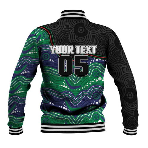 Custom Warriors Baseball Jacket Tiki Mascot With Aboriginal Indigenous