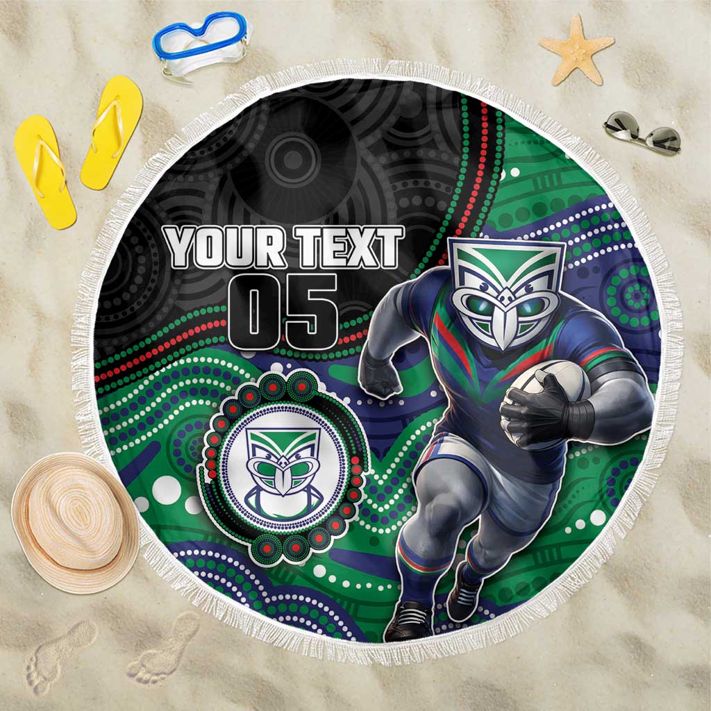 Custom Warriors Beach Blanket Tiki Mascot With Aboriginal Indigenous