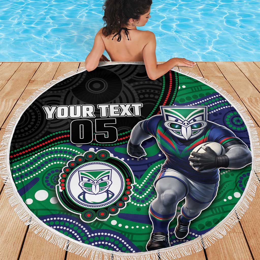 Custom Warriors Beach Blanket Tiki Mascot With Aboriginal Indigenous