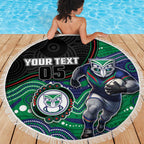 Custom Warriors Beach Blanket Tiki Mascot With Aboriginal Indigenous