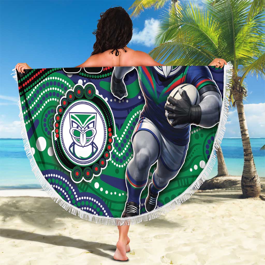 Custom Warriors Beach Blanket Tiki Mascot With Aboriginal Indigenous