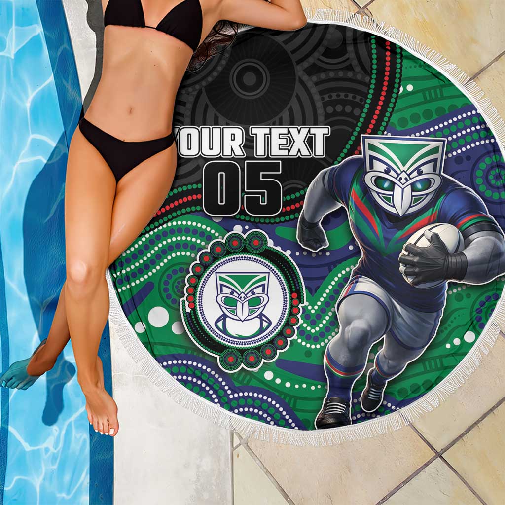 Custom Warriors Beach Blanket Tiki Mascot With Aboriginal Indigenous
