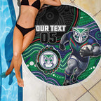 Custom Warriors Beach Blanket Tiki Mascot With Aboriginal Indigenous