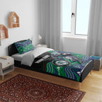 Custom Warriors Bedding Set Tiki Mascot With Aboriginal Indigenous