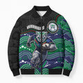 Custom Warriors Bomber Puffer Jacket Tiki Mascot With Aboriginal Indigenous