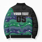 Custom Warriors Bomber Puffer Jacket Tiki Mascot With Aboriginal Indigenous