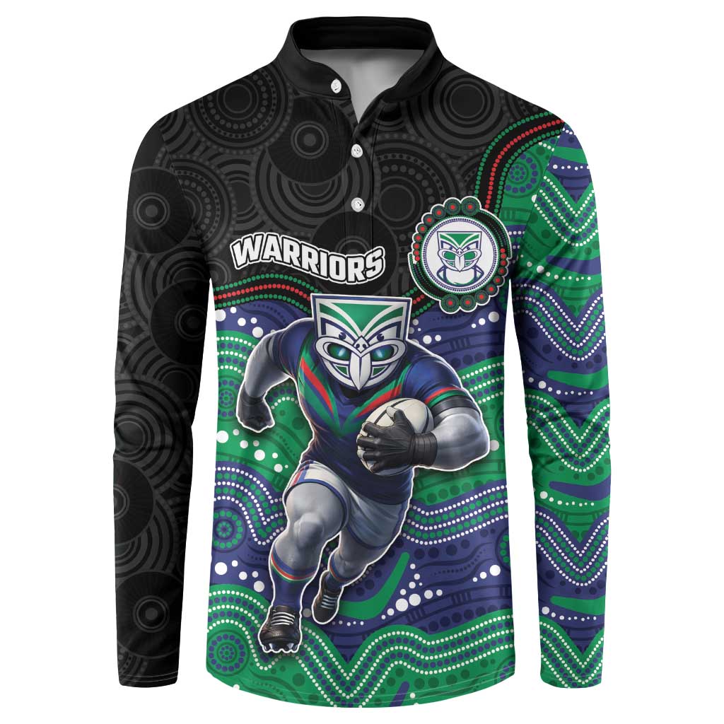 Custom Warriors Button Sweatshirt Tiki Mascot With Aboriginal Indigenous