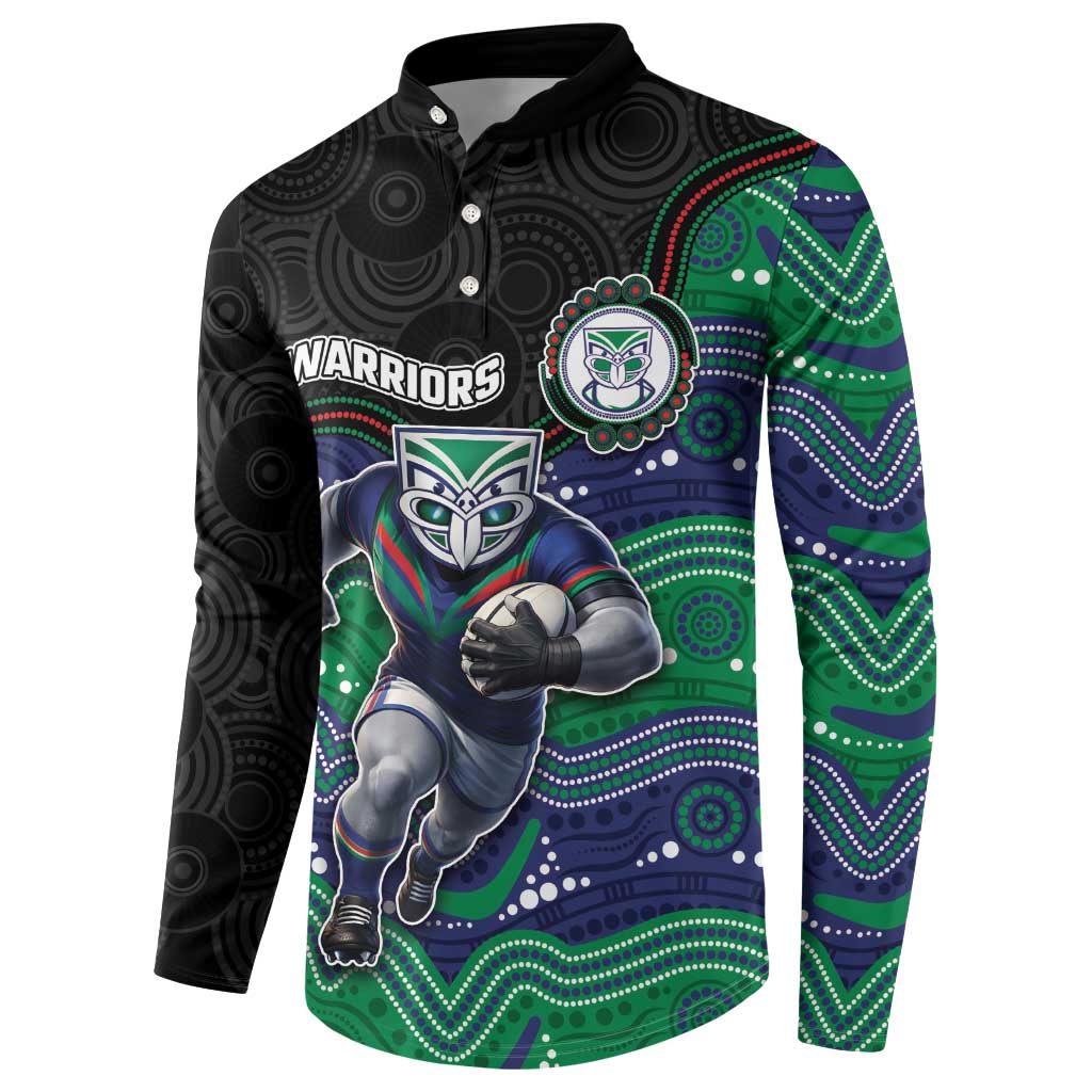 Custom Warriors Button Sweatshirt Tiki Mascot With Aboriginal Indigenous