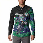 Custom Warriors Button Sweatshirt Tiki Mascot With Aboriginal Indigenous