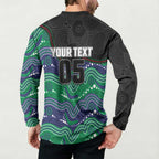 Custom Warriors Button Sweatshirt Tiki Mascot With Aboriginal Indigenous