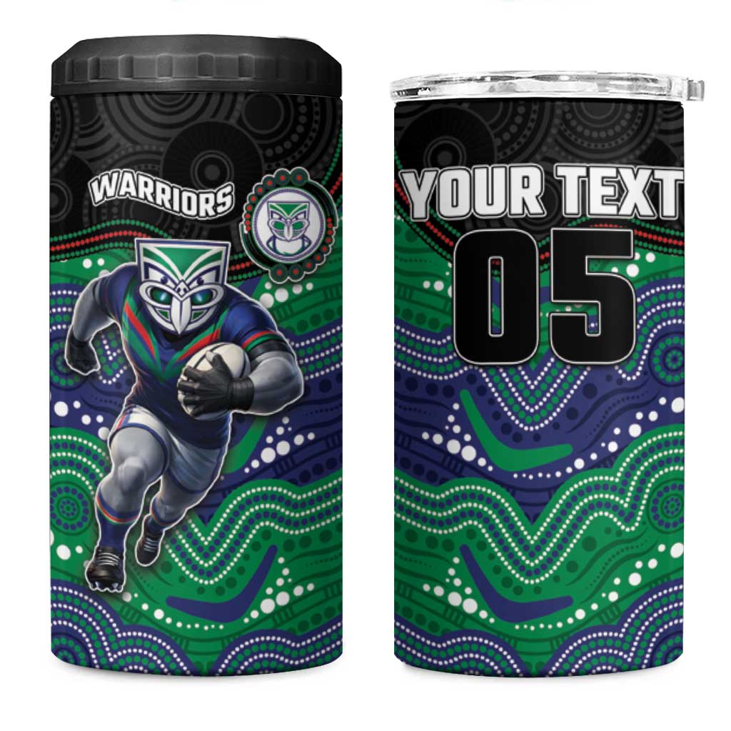 Custom Warriors 4 in 1 Can Cooler Tumbler Tiki Mascot With Aboriginal Indigenous