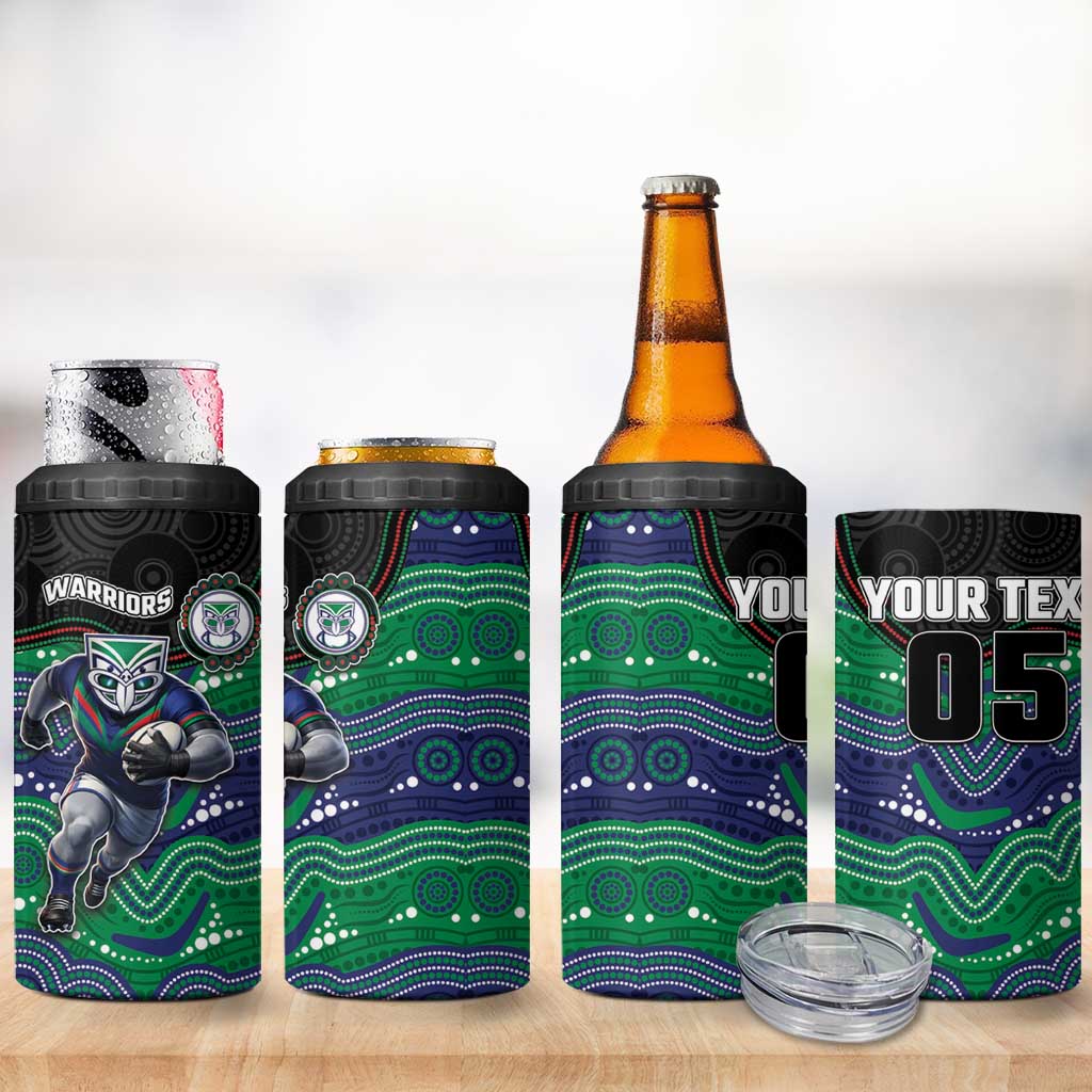 Custom Warriors 4 in 1 Can Cooler Tumbler Tiki Mascot With Aboriginal Indigenous