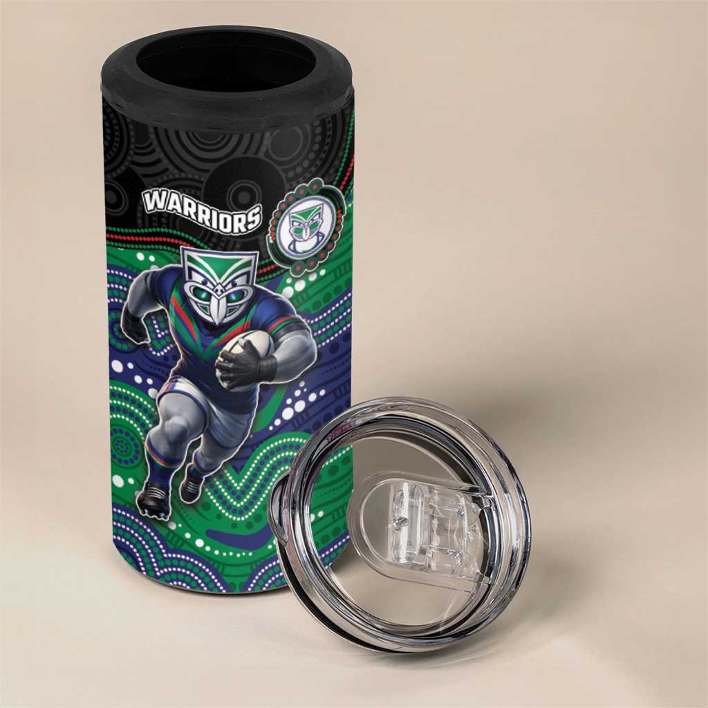 Custom Warriors 4 in 1 Can Cooler Tumbler Tiki Mascot With Aboriginal Indigenous