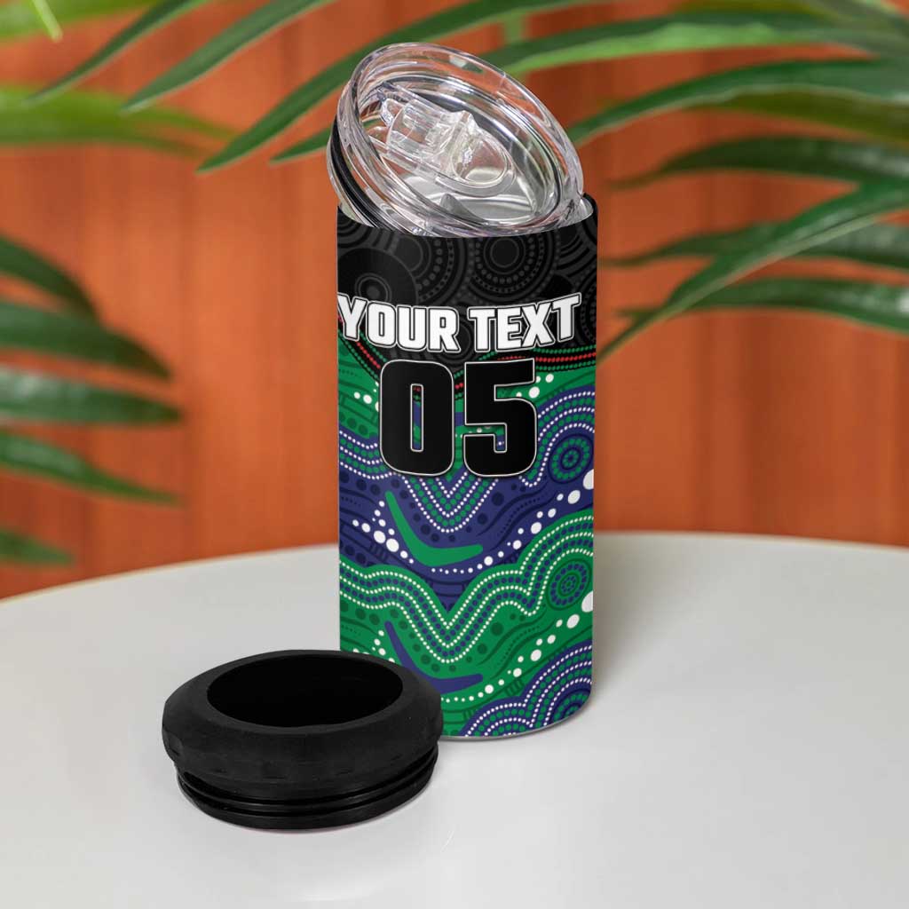 Custom Warriors 4 in 1 Can Cooler Tumbler Tiki Mascot With Aboriginal Indigenous