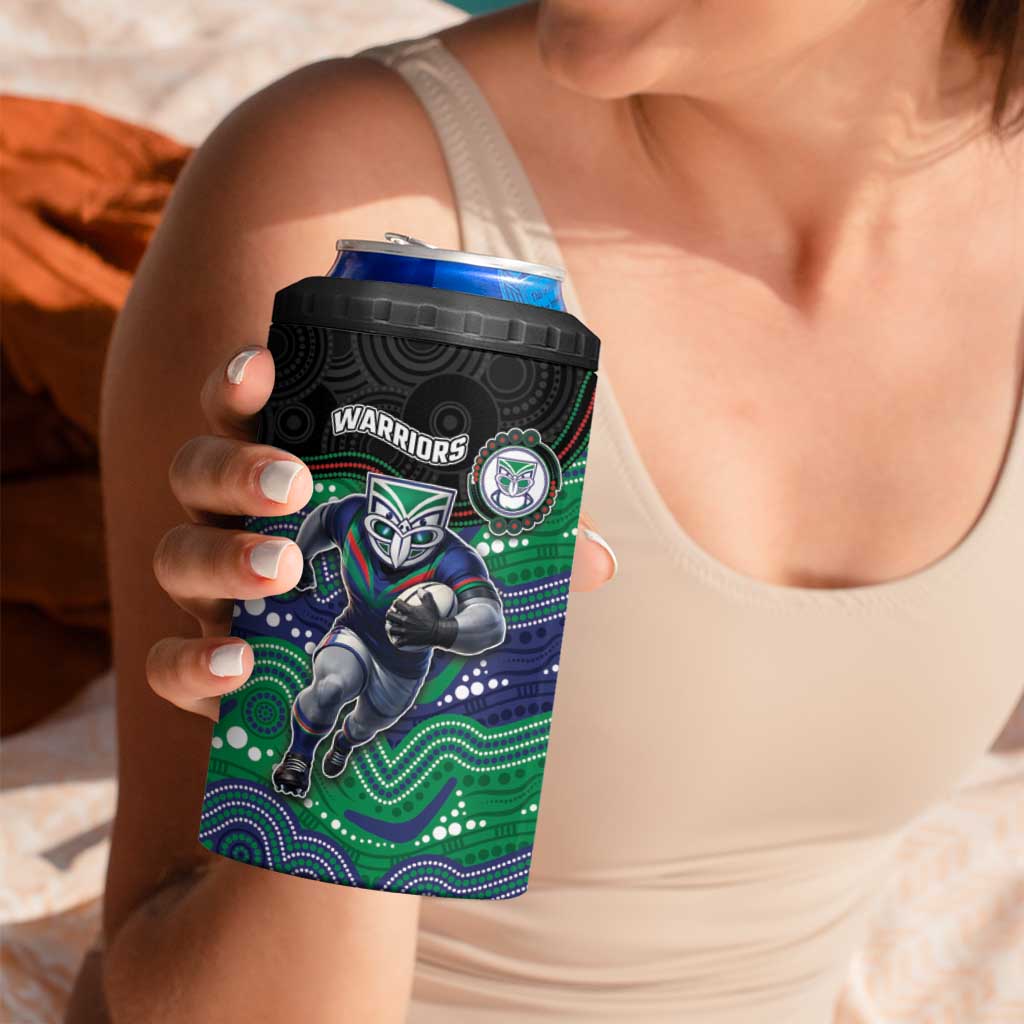 Custom Warriors 4 in 1 Can Cooler Tumbler Tiki Mascot With Aboriginal Indigenous