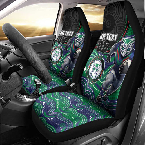 Custom Warriors Car Seat Cover Tiki Mascot With Aboriginal Indigenous