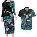 Custom Warriors Couples Matching Long Sleeve Bodycon Dress and Hawaiian Shirt Tiki Mascot With Aboriginal Indigenous