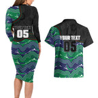 Custom Warriors Couples Matching Long Sleeve Bodycon Dress and Hawaiian Shirt Tiki Mascot With Aboriginal Indigenous