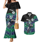 Custom Warriors Couples Matching Mermaid Dress and Hawaiian Shirt Tiki Mascot With Aboriginal Indigenous