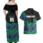 Custom Warriors Couples Matching Off Shoulder Maxi Dress and Hawaiian Shirt Tiki Mascot With Aboriginal Indigenous