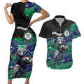 Custom Warriors Couples Matching Short Sleeve Bodycon Dress and Hawaiian Shirt Tiki Mascot With Aboriginal Indigenous