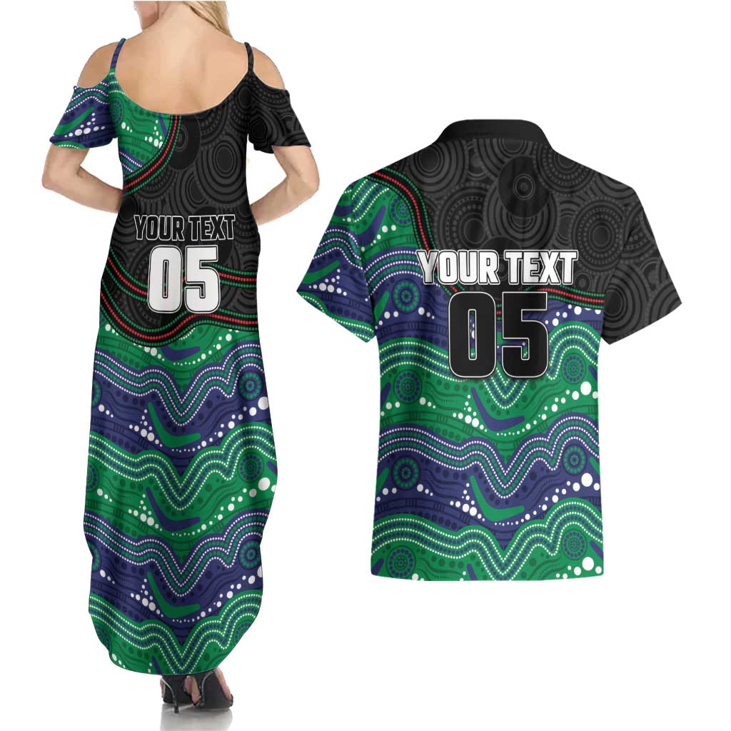 Custom Warriors Couples Matching Summer Maxi Dress and Hawaiian Shirt Tiki Mascot With Aboriginal Indigenous