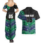 Custom Warriors Couples Matching Summer Maxi Dress and Hawaiian Shirt Tiki Mascot With Aboriginal Indigenous