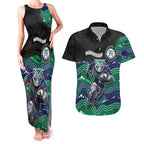 Custom Warriors Couples Matching Tank Maxi Dress and Hawaiian Shirt Tiki Mascot With Aboriginal Indigenous