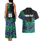 Custom Warriors Couples Matching Tank Maxi Dress and Hawaiian Shirt Tiki Mascot With Aboriginal Indigenous