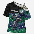 Custom Warriors Cross Shoulder Shirt Tiki Mascot With Aboriginal Indigenous