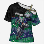 Custom Warriors Cross Shoulder Shirt Tiki Mascot With Aboriginal Indigenous