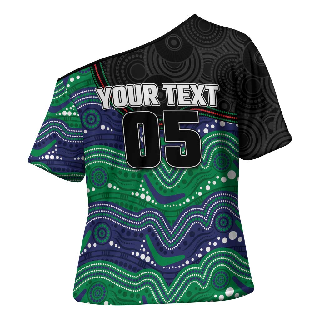 Custom Warriors Cross Shoulder Shirt Tiki Mascot With Aboriginal Indigenous