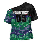 Custom Warriors Cross Shoulder Shirt Tiki Mascot With Aboriginal Indigenous