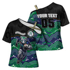 Custom Warriors Cross Shoulder Shirt Tiki Mascot With Aboriginal Indigenous