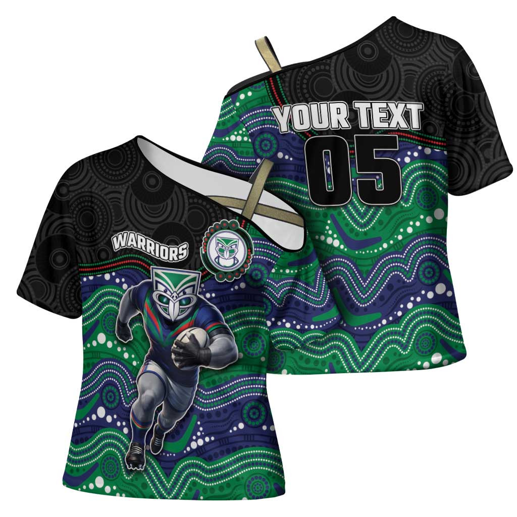 Custom Warriors Cross Shoulder Shirt Tiki Mascot With Aboriginal Indigenous