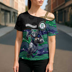 Custom Warriors Cross Shoulder Shirt Tiki Mascot With Aboriginal Indigenous