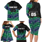 Custom Warriors Family Matching Long Sleeve Bodycon Dress and Hawaiian Shirt Tiki Mascot With Aboriginal Indigenous