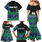 Custom Warriors Family Matching Mermaid Dress and Hawaiian Shirt Tiki Mascot With Aboriginal Indigenous