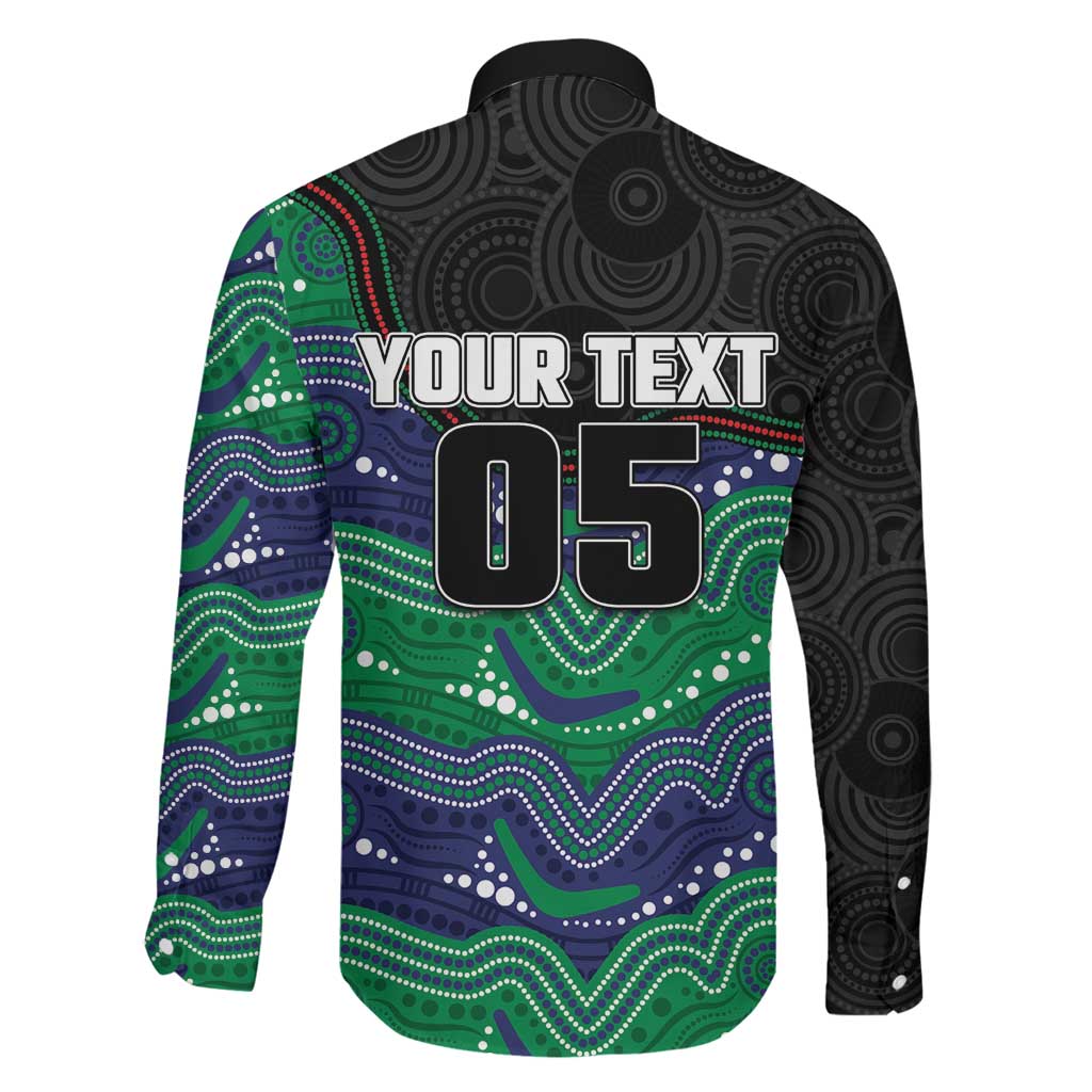 Custom Warriors Family Matching Off The Shoulder Long Sleeve Dress and Hawaiian Shirt Tiki Mascot With Aboriginal Indigenous