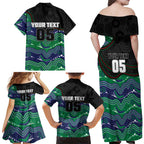 Custom Warriors Family Matching Off Shoulder Maxi Dress and Hawaiian Shirt Tiki Mascot With Aboriginal Indigenous
