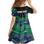 Custom Warriors Family Matching Off Shoulder Short Dress and Hawaiian Shirt Tiki Mascot With Aboriginal Indigenous
