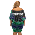Custom Warriors Family Matching Off Shoulder Short Dress and Hawaiian Shirt Tiki Mascot With Aboriginal Indigenous