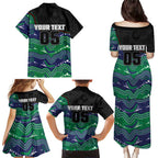 Custom Warriors Family Matching Puletasi and Hawaiian Shirt Tiki Mascot With Aboriginal Indigenous