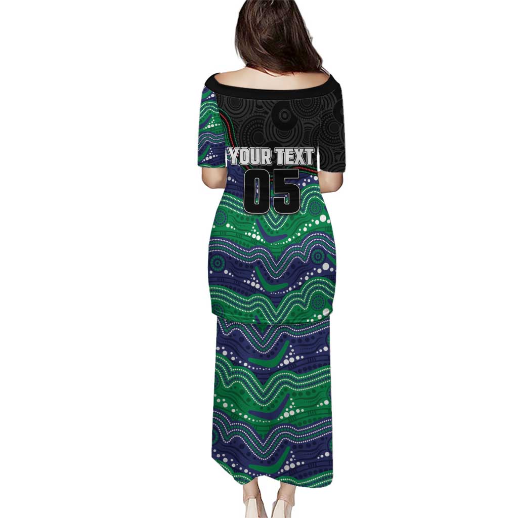 Custom Warriors Family Matching Puletasi and Hawaiian Shirt Tiki Mascot With Aboriginal Indigenous