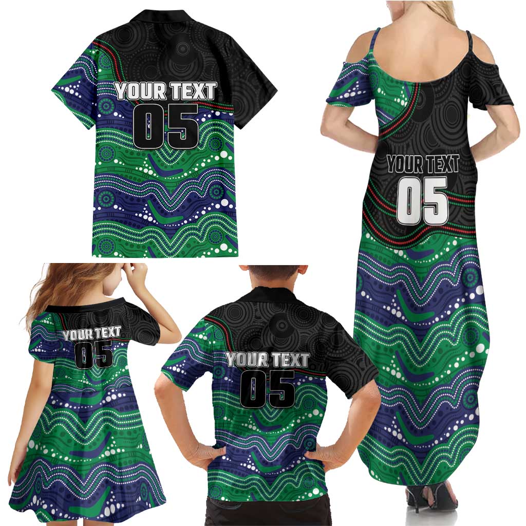 Custom Warriors Family Matching Summer Maxi Dress and Hawaiian Shirt Tiki Mascot With Aboriginal Indigenous